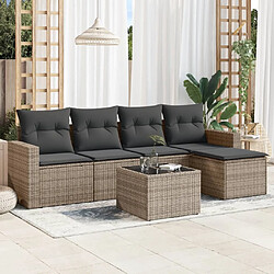 vidaXL Salon de jardin 6 pcs avec coussins gris résine tressée 