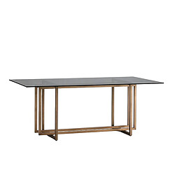 Table de Salle à Manger Thai Natura Jaune Bronze Doré Verre Fer 190 x 75 x 100 cm