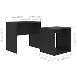 vidaXL Ensemble de table basse Noir 48x30x45 cm Bois d'ingénierie pas cher