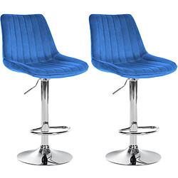 Non Lot de 2 tabourets de bar Toni velours chrome