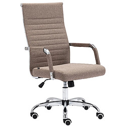 Decoshop26 Fauteuil de bureau sur roulettes confortable hauteur réglable en tissu taupe cadre métal chromé BUR10580 