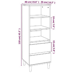 vidaXL Buffet haut Chêne fumé 40x36x110 cm Bois d'ingénierie pas cher