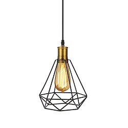 Stoex Lampe Suspensions Abat-Jour Cage en Métal Diamant Cage Lampe de plafond avec Câble Décoration pour restaurant Chambre Salon ?Sans ampoules? 