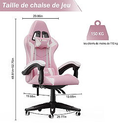 BIGZZIA Fauteuil de Bureau - Chaise Gaming - Siège de Bureau Réglable Gaming Racing - avec coussin et dossier inclinable Rose