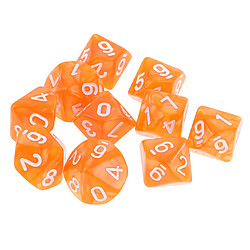 20pcs Dés Numérique Polyédrique en Acrylique 10 Faces D & D Dice D10, Jeu de Dés, 16mm, Rose et Orange