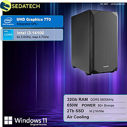 Sedatech PC Gamer Silent Silent • Intel i3-14100 • 32Go DDR5 • 2To SSD M.2 • Windows 11