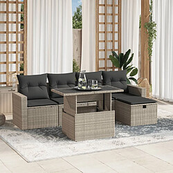 vidaXL Salon de jardin 6 pcs avec coussins gris clair résine tressée 