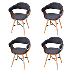 vidaXL Chaises à manger lot de 4 gris foncé bois courbé et tissu