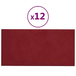 vidaXL Panneaux muraux 12 pcs Rouge bordeaux 30x15 cm Velours 0,54 m²