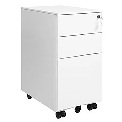 Helloshop26 Caisson armoire de bureau placard de rangement mobile avec roulettes et serrure pour documents et dossier suspendu avec 3 tiroirs 60 cm blanc 12_0001480