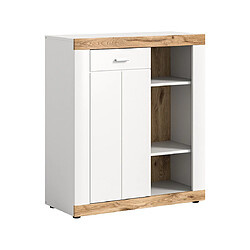 Bestmobilier Coventry - buffet haut - blanc et bois - 91x104 cm