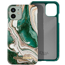 iDeal of Sweden Coque pour iPhone 12 Mini Marbré Luxe Ultra fine Golden Jade Marble Vert Foncé 