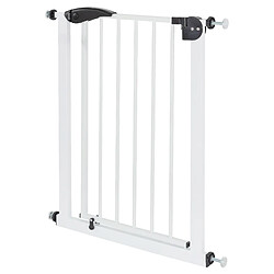 ECD Germany Barrière de Sécurité pour Enfants, Chiens, Largeur 70-75 cm, sans Perçage, Blanc, Pivotant des Deux Côtés, Fermeture Automatique, Garde-Porte Métallique Extra-Sécurisé pour Escalier, Porte