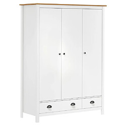 vidaXL Garde-robe à 3 portes Hill Blanc 127x50x170 cm Bois pin solide 