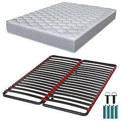 Ebac Matelas mousse + Sommier métal C39 160x200 Madere - Hauteur 24 cm - Soutien ferme