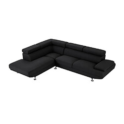 Acheter Vente-Unique Canapé d'angle gauche en tissu noir ROMAIN II