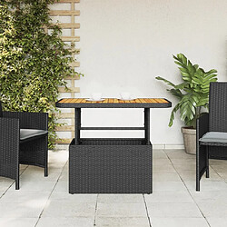 Avis Maison Chic Table de jardin | Table d'extérieur noir 90x55x71 cm résine tressée et bois acacia -GKD84575