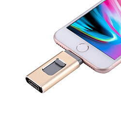 Acheter Wewoo Clé USB or pour iPhone et iPad & iPod la plupart des smartphones Android PC 3 en 1 USB 2.0 Lightning 8 broches lecteur flash USB Micro 64Go,