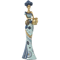 Figurine Décorative Alexandra House Living Bleu Doré Plastique Africaine 11 x 15 x 45 cm 