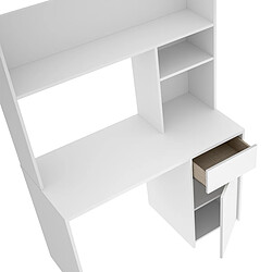 Acheter Pegane Meuble de bureau, table de bureau en bois mélaminé coloris blanc - Longueur 110 x Profondeur 50 x Hauteur 152 cm