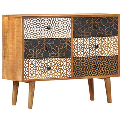 Maison Chic Buffet,Meuble de Rangement,commode pour salon,Cuisine avec motif imprimé 90x30x70 cm Bois de manguier massif -MN32170