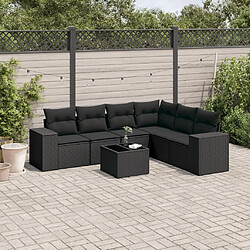 Maison Chic Ensemble Tables et chaises d'extérieur 7pcs avec coussins,Salon de jardin noir résine tressée -GKD521543