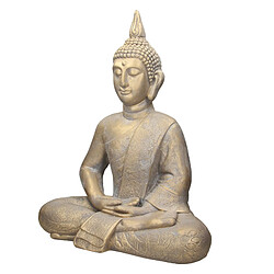 Ecd Germany Statue Bouddha jardin figure décorative intérieur/extérieur pierre coulée 63 cm ECD Germany Statue de Bouddha Assis Jardin 63 cm Haut - Polyrésine Résistant aux Intempéries - en Bronze - Sculpture Feng Shui Décoration pour Maison Appartement Jardin - Figurine Décorative Exterieur