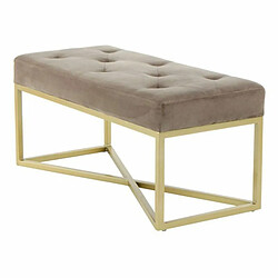 Paris Prix Banc Design Velours Cameron 90cm Taupe & Or 