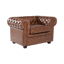 Beliani Fauteuil Cuir PU Marron doré CHESTERFIELD