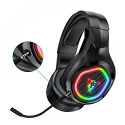 General Casque de jeu Bluetooth sans fil, prise audio 0,1 pouce, coussinets en mousse à mémoire de forme, lumière LED, basses surround, léger, compatible avec PC, PlayStation, Xbox, Switch.(bluetooth sans fil) 