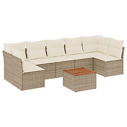 vidaXL Salon de jardin avec coussins 8 pcs beige résine tressée