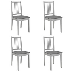 vidaXL Chaises à manger avec coussins lot de 4 gris bois solide 