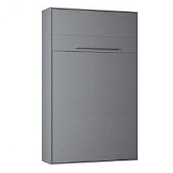 Inside 75 Armoire lit escamotable KOMPACT Ouverture assistée, coloris gris couchage 140*200 cm. 