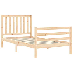 Maison Chic Cadre/structure de lit et tête de lit pour adulte - Lit Moderne Chambre 100x200 cm bois massif -MN54286 pas cher