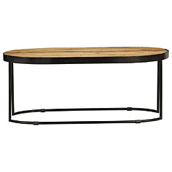 vidaXL Table basse Ovale Bois massif de manguier brut et acier 100 cm