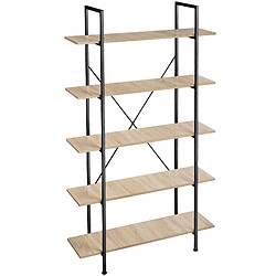 Tectake Etagère bibliothèque GLASGOW style industriel 106 x 34,5 x 179,5 cm - Bois clair industriel, Chêne Sonoma