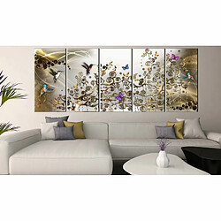 Paris Prix Tableau 5 Panneaux Hummingbirds Dance Gold Narrow 80 x 200 cm