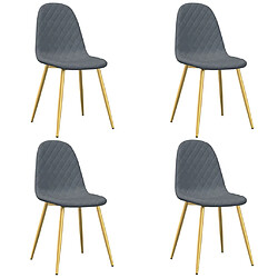 Maison Chic Lot de 4 Chaises à manger,Chaise pour cuisine Gris foncé Velours -MN76078