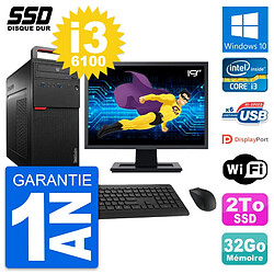 PC Tour Lenovo M700 Ecran 19" Intel i3-6100 RAM 32Go SSD 2To Windows 10 Wifi · Occasion 