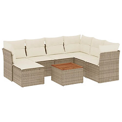 vidaXL Salon de jardin avec coussins 8 pcs beige résine tressée