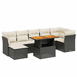 Maison Chic Ensemble Tables et chaises d'extérieur 8 pcs avec coussins,Salon de jardin noir résine tressée -GKD907269