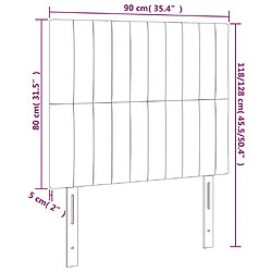 vidaXL Têtes de lit 2 pcs Taupe 90x5x78/88 cm Tissu pas cher