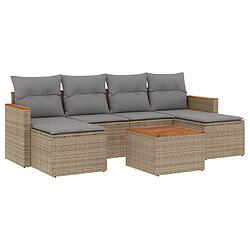 vidaXL Salon de jardin avec coussins 7pcs mélange beige résine tressée