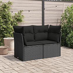 Avis Maison Chic Canapé de jardin avec coussins 2 places | Canapé d'extérieur | Fauteuil,Banquette Jardin noir résine tressée -MN72101