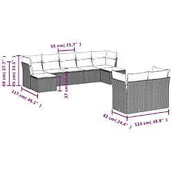 Acheter vidaXL Salon de jardin avec coussins 9 pcs marron résine tressée