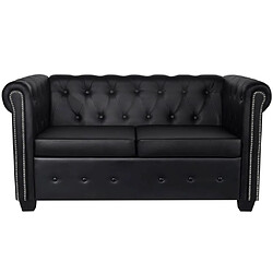 vidaXL Canapé Chesterfield à 2 places cuir synthétique noir