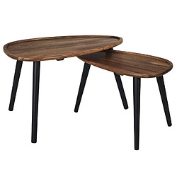 The Home Deco Factory Lot de 2 tables gigognes en acacia VISBY - Marron et noir The Home Deco Factory - Lot de 2 tables gigognes en acacia VISBY - Marron et noir - Design