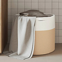 vidaXL Panier de rangement beige et blanc Ø40x35 cm coton 