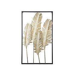 Present Time Décoration murale design métal Feathers - L. 53 x l. 89 cm - Noir et doré