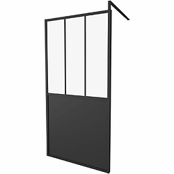 Tbs Paroi Fixe 100x200 - Style Industriel - Noir - Verre Transparent - Avec Cadre - Réversible - Réglable 